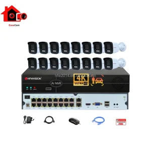 4K 8MP POE Security Camera System 4CH 8CH 16CH NVR Kit 25FPS AI Humanoid & Vehicle Detection Outdoor IP CCTV Surveillance System