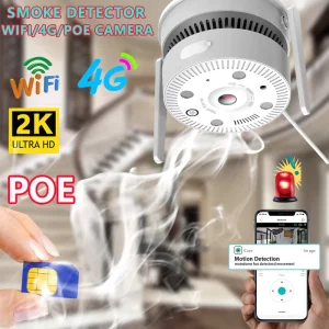 4MP Dual-Light Two-Way Audio Smoke Detection Network Camera Battery-Powered Plastic Security Camera for Garage and Hotel Use