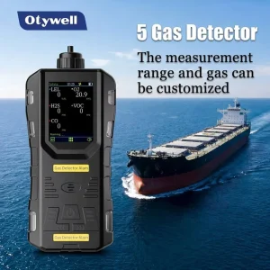 5 In 1 Portable Multi Gas Detector CO H2S O2 CO2 CH4 LEL Cargo Hold Pump Gas Monitor