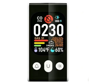 5-in-1 Digital Carbon Monoxide Alarm and Monitor with Temperature, Humidity, Flammable Gas, Smoke, and Air Quality Detection