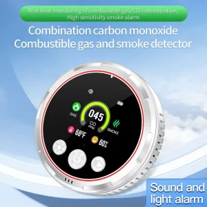 5-in-1 Home CO Smoke Alarm Carbon Monoxide Detector Plug-In and Rechargeable with Voice Alert