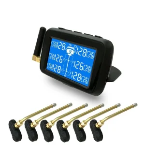 6-Sensor Truck TPMS with Internal Sensors and Temperature and Pressure Display Alarm