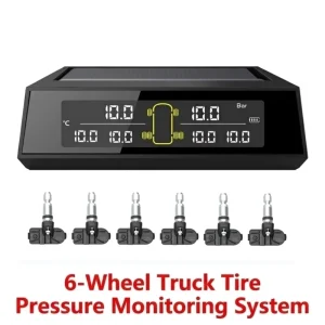 6-Wheel Truck TPMS Monitor 433.92MHz Solar Powered Receiver IP67 Waterproof