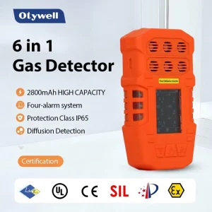 6-in-1 Portable LPG CO H2S O2 LEL Multi-Gas Leak Detector for Mining Plants ATEX CE