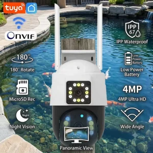 6MP 8MP Outdoor Dual Lens Wireless IP Camera CCTV Tuya WiFi Dual Ball Machine Camera 4K Dual Lens PTZ Network Camera Security