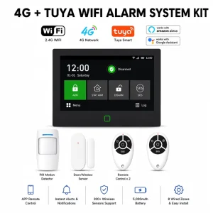 7-Inch 4G WiFi Wireless Home Alarm System with RF433MHz PIR Motion Detection, WiFi/GSM, Built-In Speaker
