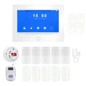 7-Inch WiFi 4G Portable Security Alarm System LoRa Anti-Tamper Alarm Host with PIR Motion and Door Detector
