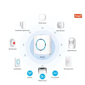 8-Piece Smart Home Security System Kit with Mobile App Alerts, Indoor and Outdoor PIR Sensors
