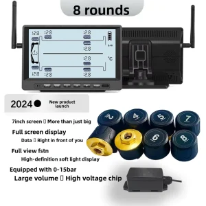 8-Wheel Truck TPMS Universal Wireless External Tire Pressure Monitor for Buses Fire Trucks and Mining Trucks