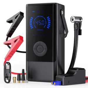 8000mAh Emergency Jump Starter And Tire Inflator 150PSI Air Pump With Digital Gauge Auto Shut Off And LED Light For Car