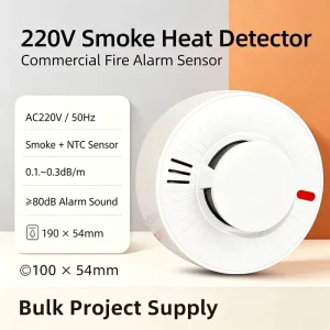 AC 220V Hardwired Photoelectric Smoke and Heat Composite Detector with Self-Test and NO/NC Relay