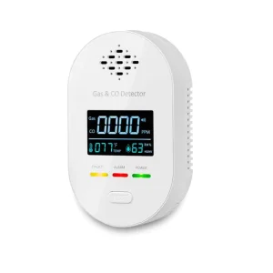 AC 90-240V 85dB 4-in-1 Combustible Gas and CO Detector with Temperature and Humidity Display, Electrochemical Sensor, Sound Alarm, ABS