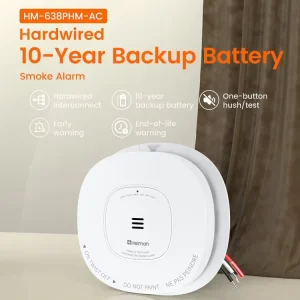 AC Hardwired Smoke Detector CO Alarm with Battery Backup Wireless Interconnect up to 40 Units for Home Security