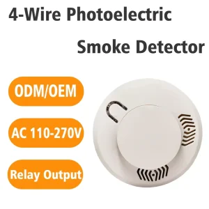 AC90 230V 4 Wire Photoelectric Smoke Detector Sound Light Alarm NO NC Relay Output 80dB Alarm XHA Model 8013 for