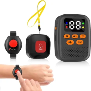 ANGUS Wireless Call Alert System for Elderly Care ABS Call Button Pager Vibration LED Display SOS Emergency Monitoring System
