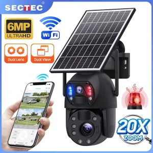 AOV AI Tracking Solar Security Camera 20X Zoom 4G Outdoor PTZ CCTV with Human Detection Wide Angle Night Vision SD Card