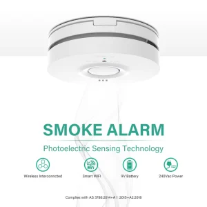 AS3786 Hardwired Interconnected 240V Smoke Detector 85dB with 9V Replaceable Battery
