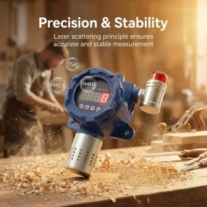 ATEX Industrial Fixed Dust Detector Laser Scattering PM2.5 PM10 Online Monitor Sound and Light Alarm for Factory Construction