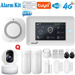Alarm Kit 4G Tuya 106 Wireless Home Security Alarm System Motion Detector Siren WiFi GSM Burglar Alexa Google ABS 10m