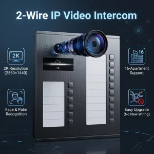 Aluminum Alloy 2 Wire IP Intercom System 2K Waterproof Video Doorbell Tuya Alexa 7 Inch IPS Screen Monitor for Villa