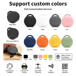 Anti-Loss Tracking Device for iOS and Android with Global Map Tracking, Lost Mode, Ring-to-Find Function and USB-C Rechargeable Battery