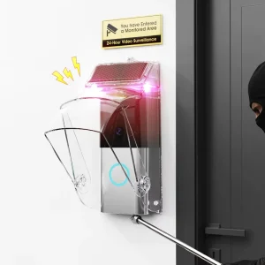 Anti Theft Camera Doorbell Protective Bracket Magnetic Audible and Visual Alarm Waterproof Rotating Cover Outdoor Fit Ring Blink
