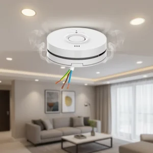 Australia Activfire Listed 220V 240V Photoelectric Sensor Hardwired Interconnected Smoke Alarm Detector Backup DC9V Battery