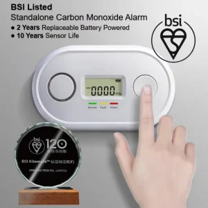 BSI Kitemark EN50291 Certified Carbon Monoxide Alarm EU Standard Battery Operated CO Detector with LCD Household Fire Alarm