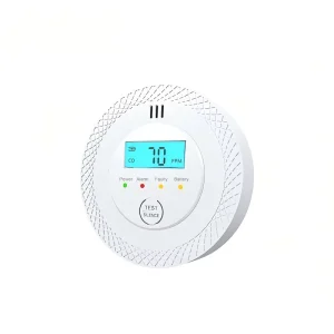 Battery-Operated Carbon Monoxide Detector with LCD Display and High-Sensitivity Sensor