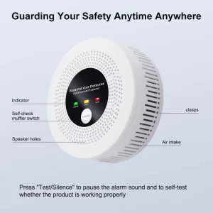 Battery Operated Natural Gas Detector 10-Year Life Methane Propane LPG LNG Combustible Gas Leak Alarm Sensor for Home Kitchen