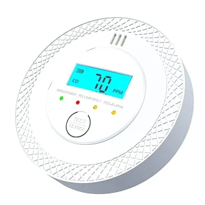 Battery-Operated Wireless CO Alarm with LCD Display and Tamper Alarm, 85 dB, 1-Year Battery Life