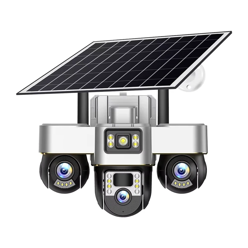 Connected Alarm Solutions for Multi-Site Security Projects 3 Battery Powered 3 Cameras Super PTZ Wide Angle Tripple Lenses Outdoor Solar Camera 4G SIM Card Night Vision With Motion