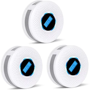 Battery Powered Smoke and Carbon Monoxide Detector Combo with Sound Warning and LCD Display