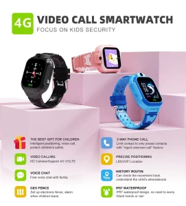 Best selling LT37 High Quality IP67 Square Children’s Smart Watch 2G 3G 4G IPS Supports LBS Positioning WiFi SIM Card Video Call