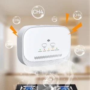 Bosean LED Digital Display Natural Gas Leak Detector ABS Household Combustible Gas Alarm Sensor 75dB Sound Light Warning 10 20m