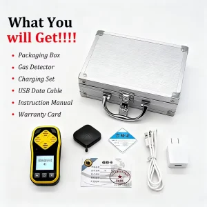CAATM Handheld Portable 4 in 1 Gas Detector High Accuracy Sound Light Vibration Alarm LCD Screen Fast Response Long