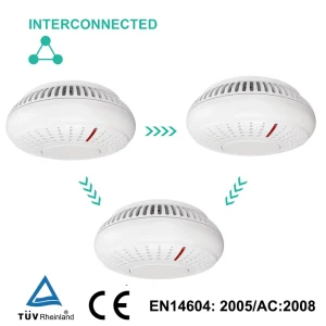 CE ABS Photoelectric Wireless Interlinked Smoke Alarm Household Smoke Detector Sealed Battery Smoke Sensor Fire Detector