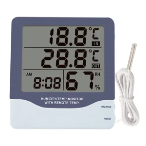 CH-928 Digital Temperature Humidity Monitor with Hygrometer, Max/Min Record, Alarm Clock, and Indoor/Outdoor Sensor