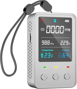 CO Alarm Detector Portable 5 in 1 Air Quality Monitor Travel Mini CO Meter with Integrated CO Atmos Altitude Sensor for Camping