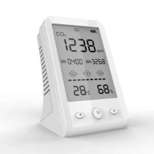 CO2 Monitor with Adjustable Alarm Threshold Manual Calibration Real Time Temperature Humidity Display for Home Office Classroom
