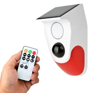 CT90R Outdoor Solar Sound Light Alarm Motion Sensor 1000mAh Battery 120 Decibels Siren Sound Alert Flash Strobe Security