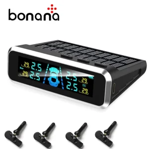 Car TPMS Solar-Powered Digital LCD Display Tire Pressure Monitoring System