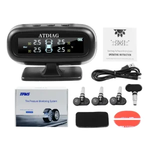 Car Tire Pressure Monitoring System with 4 External Sensors and Tire Pressure Alarm