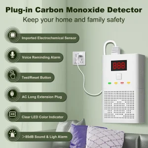 Carbon Monoxide Detector CO Alarm High Precision Easy Plug and Play Design With Advanced Chip Technology 85dB Audible Alarm