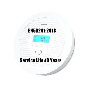 Carbon Monoxide Detector with 10-Year Sensor, Battery-Powered CO Alarm, EN50291-1 Certified