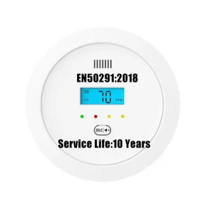 Carbon Monoxide Gas Detector Alarm, 10-Year Maintenance-Free, EN50291-1 Certified, for House, Hotel, and Warehouse