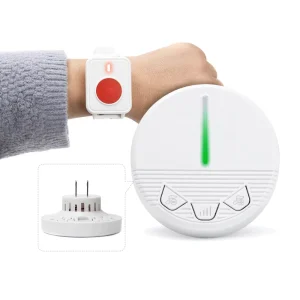 Caregiver Call Button Nurse Call System for Seniors Elderly Monitoring at Home 1 Plug-in Receiver 1 Watch Button