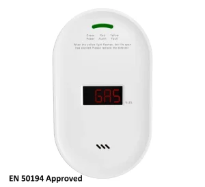 Certified AC100 240V ABS Gas Leak Detector Wired LPG CH4 Alarm with 10 20m Detection Range and LED & Buzzer for Kitchen Use