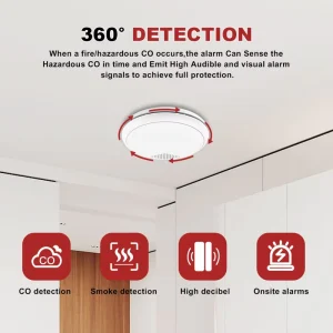 Combination Smoke and CO Alarm with Photoelectric and Electrochemical Sensors, DC 3V Lithium Battery, EN14604 EN50291 CE RoHS