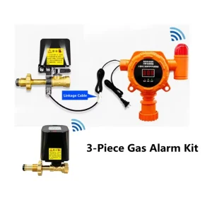 Commercial LPG Gas Safety Kit RF433 Detector 2Pcs Auto Shutoff Manipulator Valve Restaurant Gas Leak Alarm